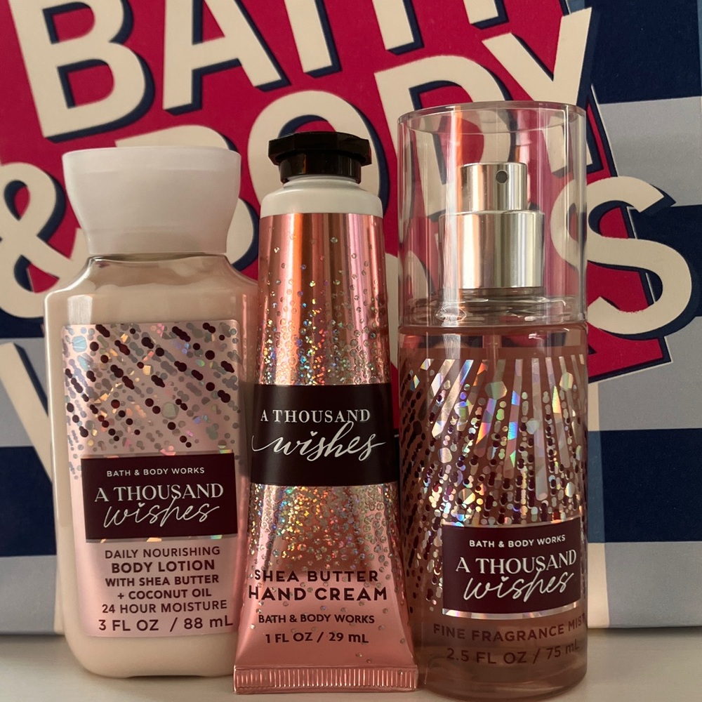 Bath & Body Works A Thousand Wishes 3 PC Mini/ Travel Body Care Bundle